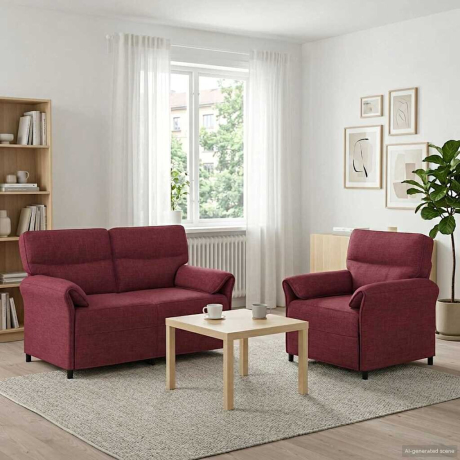 vidaXL Bankstel 2 st Wijnrood Stof vidaXL Bankstel 2 st Wijnrood Stof afbeelding 1