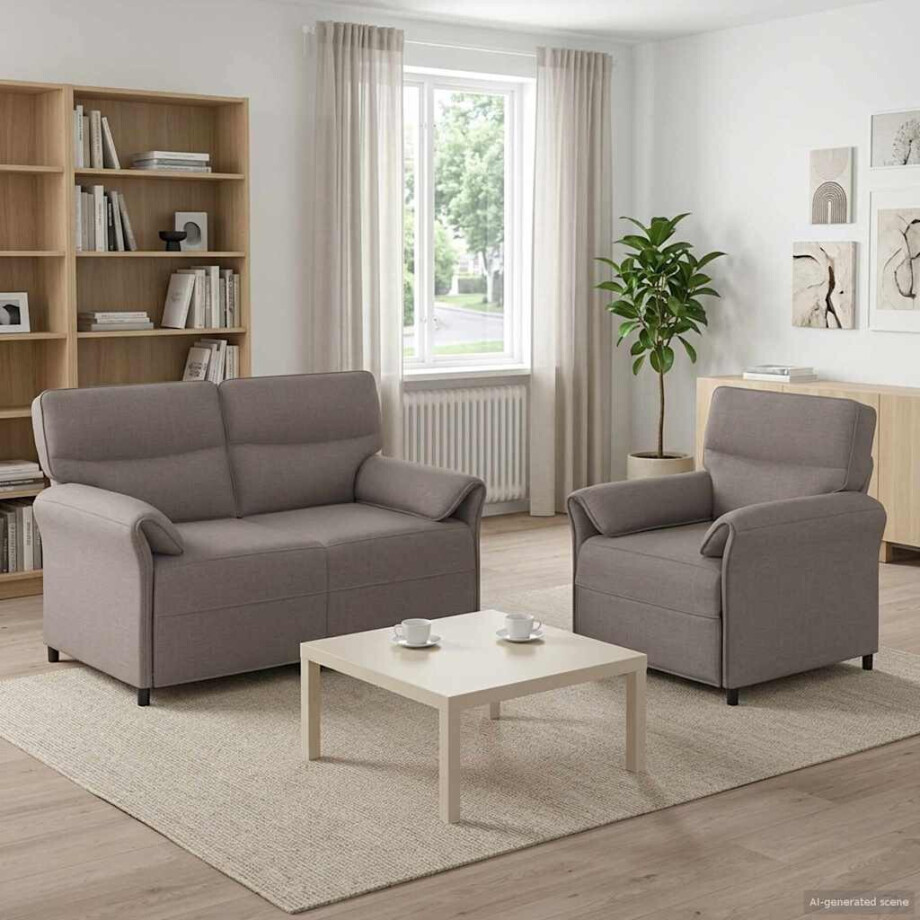 vidaXL Bankstel 2 st Taupe Stof afbeelding 1