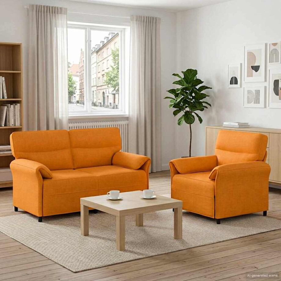 vidaXL Bankstel 2 st Donkergeel Stof vidaXL Bankstel 2 st Donkergeel Stof afbeelding 1