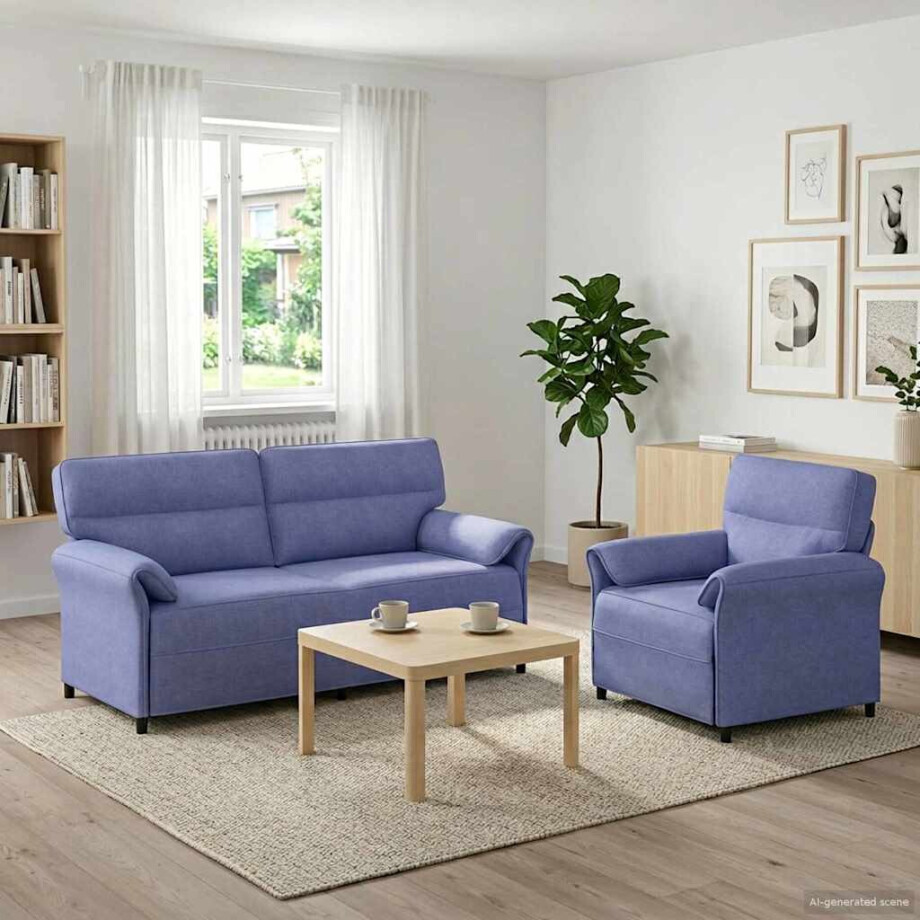 vidaXL Bankstel 2 st Jeans Blauw Stof afbeelding 1