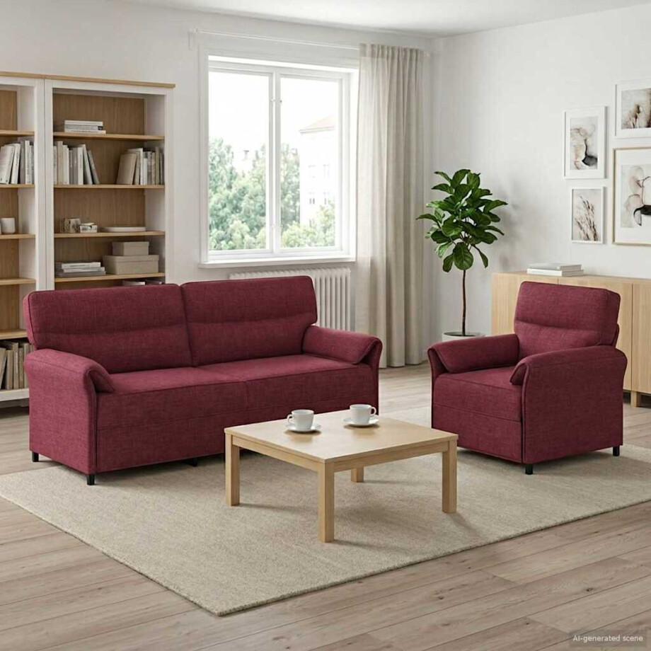 vidaXL Bankstel 2 st Wijnrood Stof vidaXL Bankstel 2 st Wijnrood Stof afbeelding 1