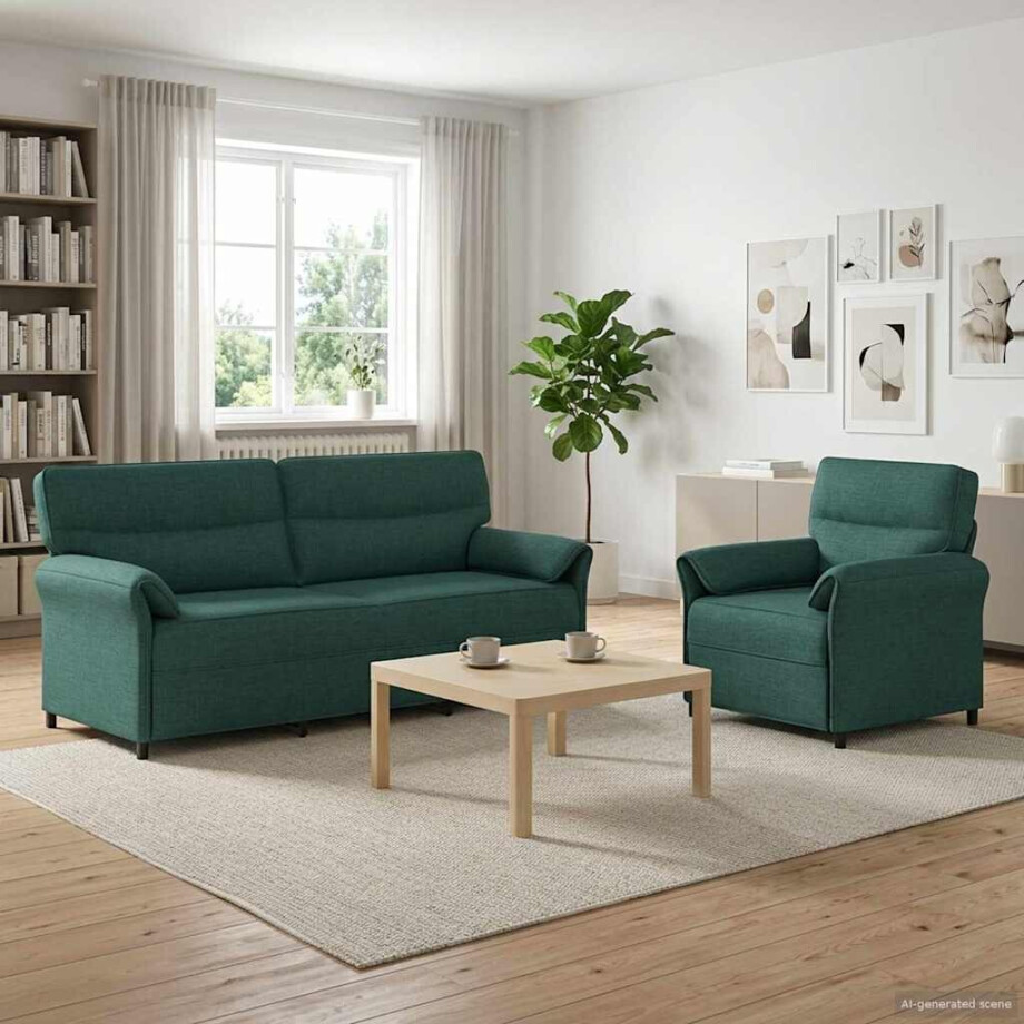 vidaXL Bankstel 2 st Donkergroen Stof vidaXL Bankstel 2 st Donkergroen Stof afbeelding 1