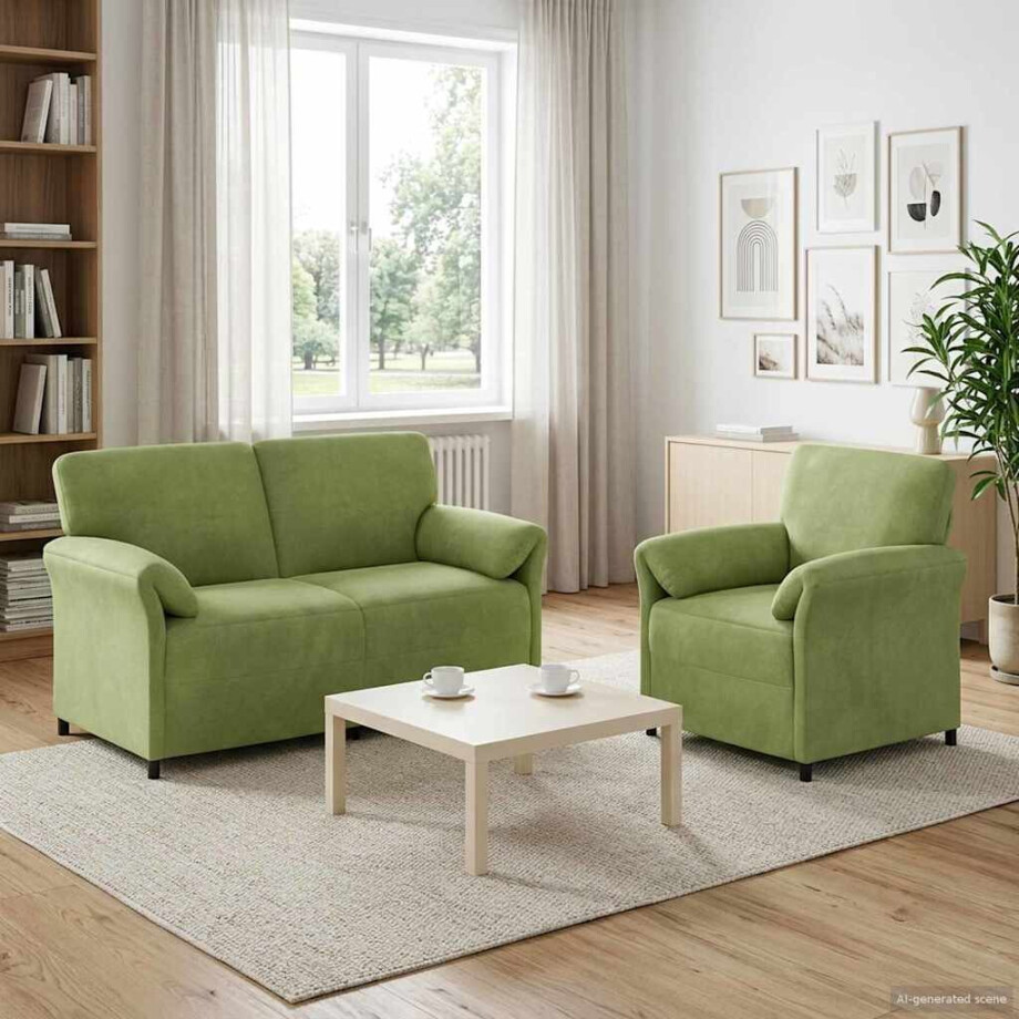 vidaXL Bankstel 2 st Lichtgroen Fluweel vidaXL Bankstel 2 st Lichtgroen Fluweel afbeelding 1