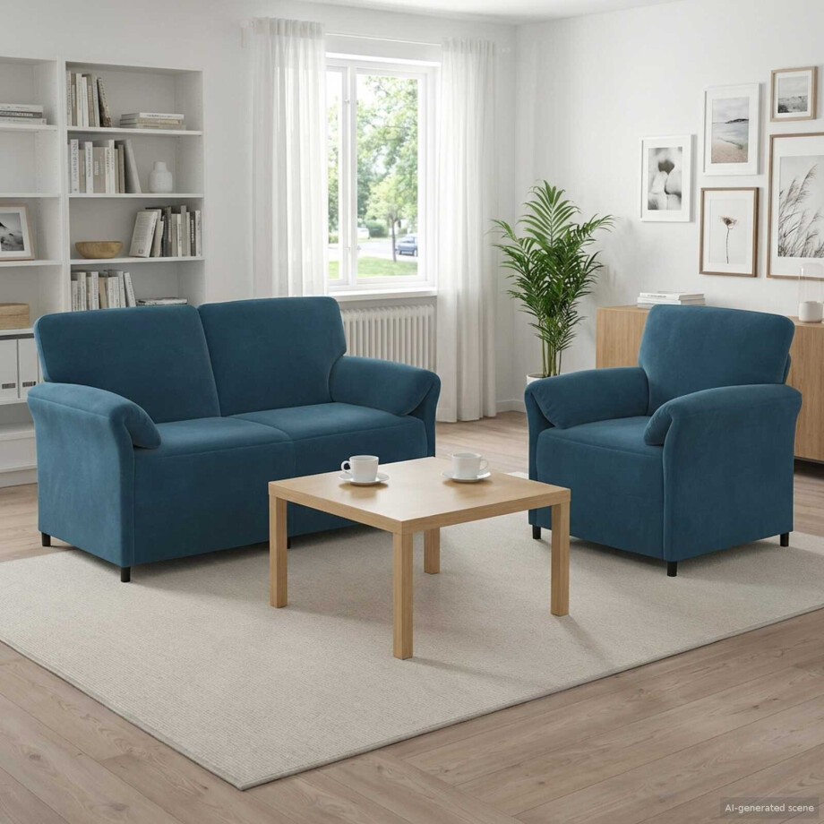 vidaXL Bankstel 2 st Blauw Fluweel vidaXL Bankstel 2 st Blauw Fluweel afbeelding 1