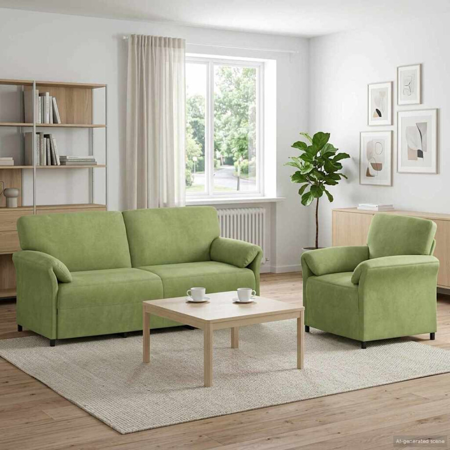 vidaXL Bankstel 2 st Lichtgroen Fluweel vidaXL Bankstel 2 st Lichtgroen Fluweel afbeelding 1