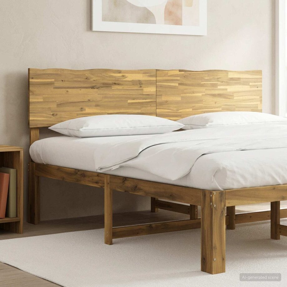 vidaXL Live Edge Hoofdbord ROSTOCK Wit 200 cm Massief Acaciahout afbeelding 1