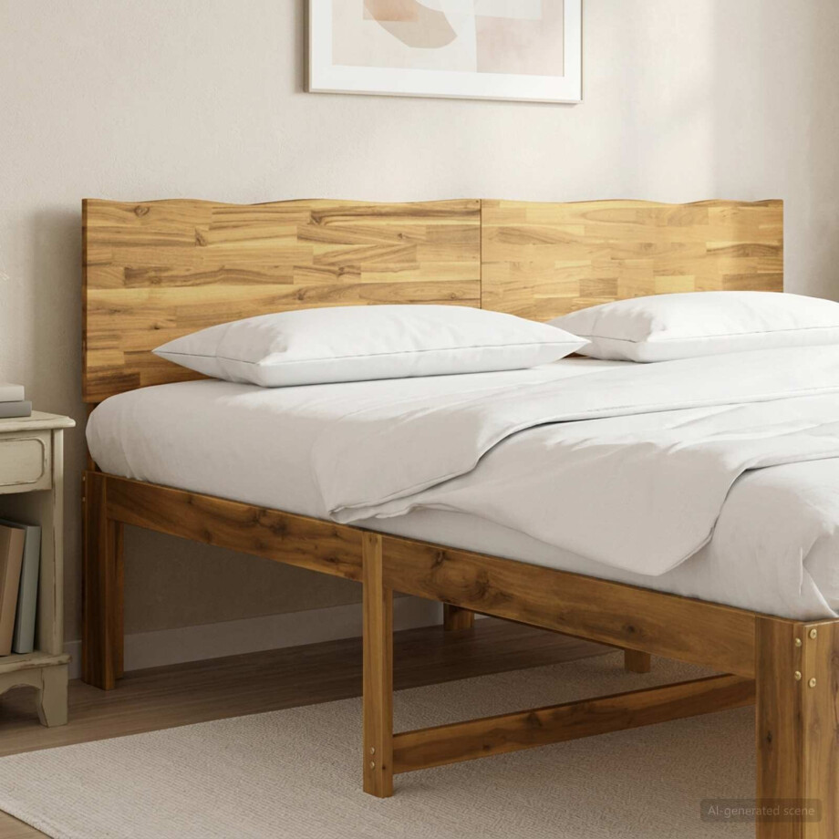 vidaXL Live Edge Hoofdbord ROSTOCK Wit 200 cm Massief Acaciahout afbeelding 1