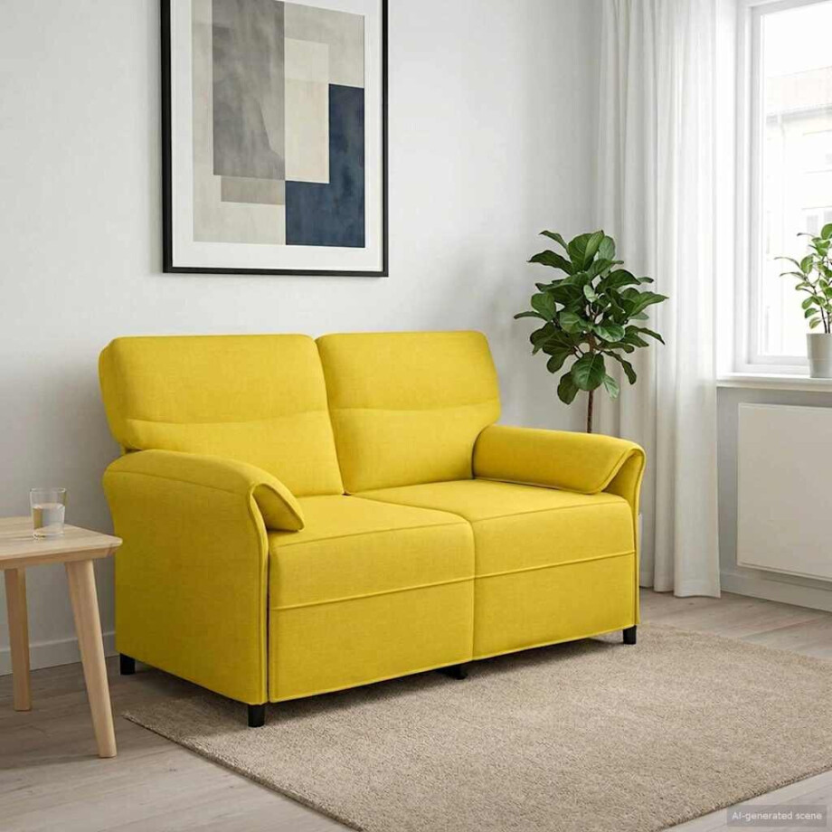 vidaXL Bank 100% polyester metalen frame MDF, Multiplex afbeelding 1