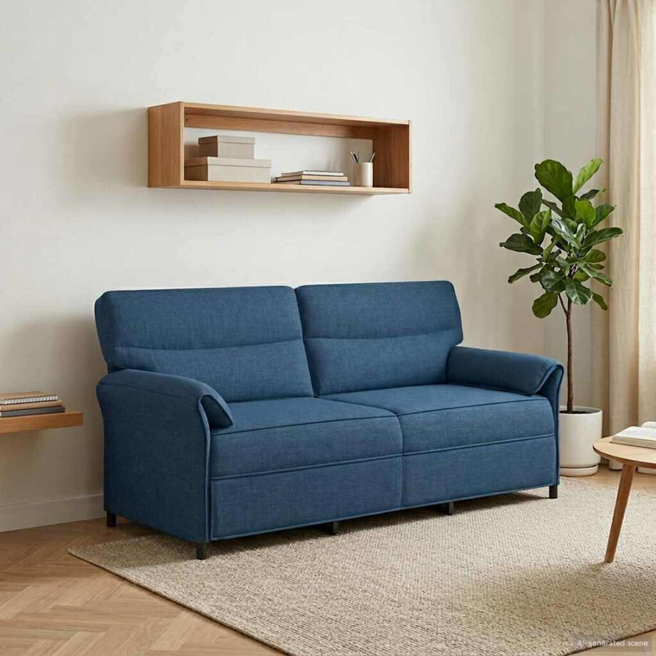 vidaXL Bank 100% polyester metalen frame MDF, Multiplex afbeelding 1