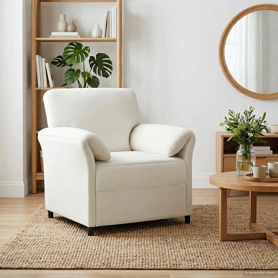 vidaXL 1-Zits Bank Crèmekleurig 88 x 83 x 95 cm Fluweel afbeelding 1