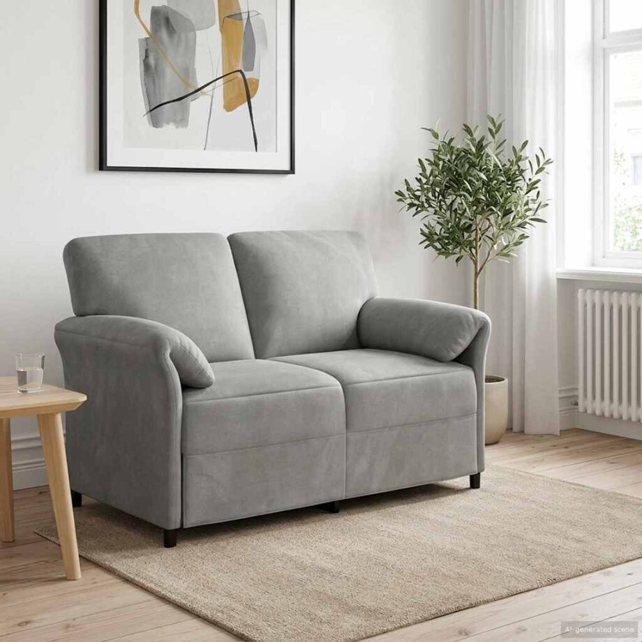 vidaXL 2-Zits Sofa Lichtgrijs 138 x 83 x 95 cm Fluweel vidaXL 2-Zits Sofa Lichtgrijs 138 x 83 x 95 cm Fluweel afbeelding 1