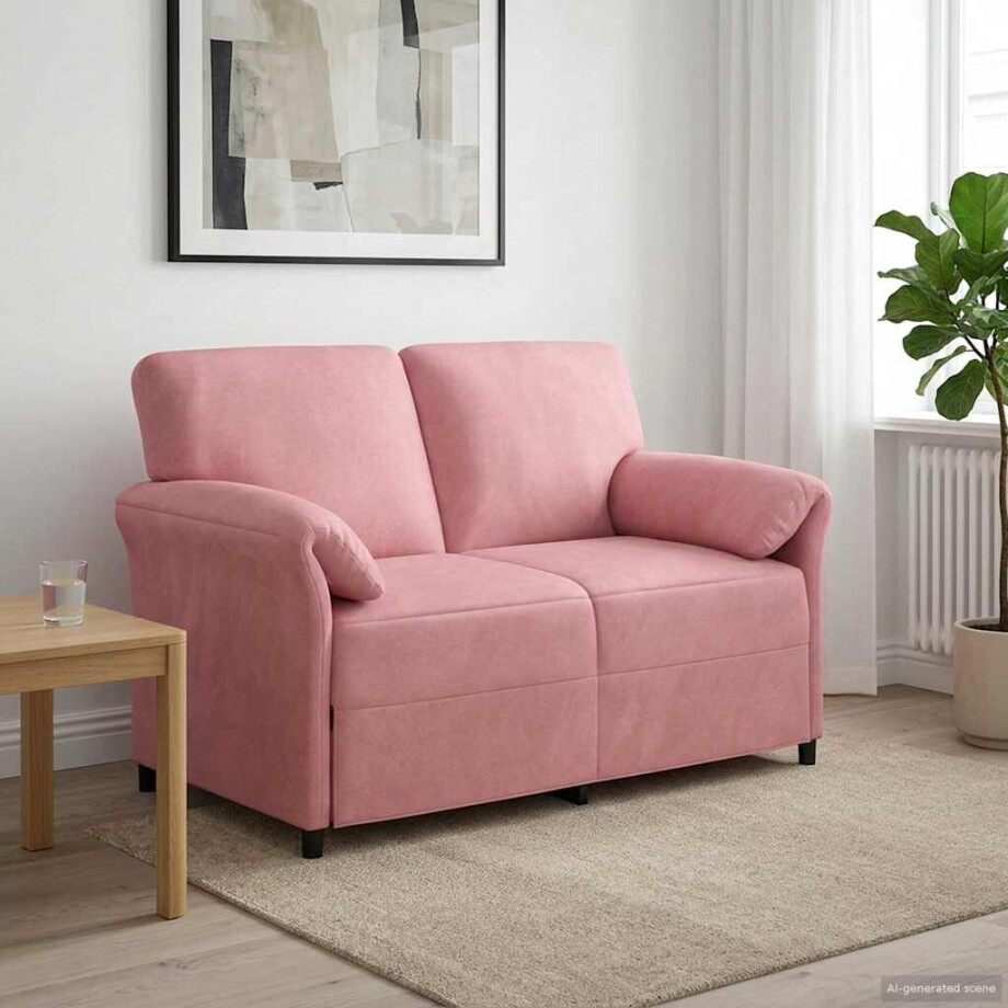 vidaXL 2-Zits Sofa Roze 138 x 83 x 95 cm Fluweel vidaXL 2-Zits Sofa Roze 138 x 83 x 95 cm Fluweel afbeelding 1