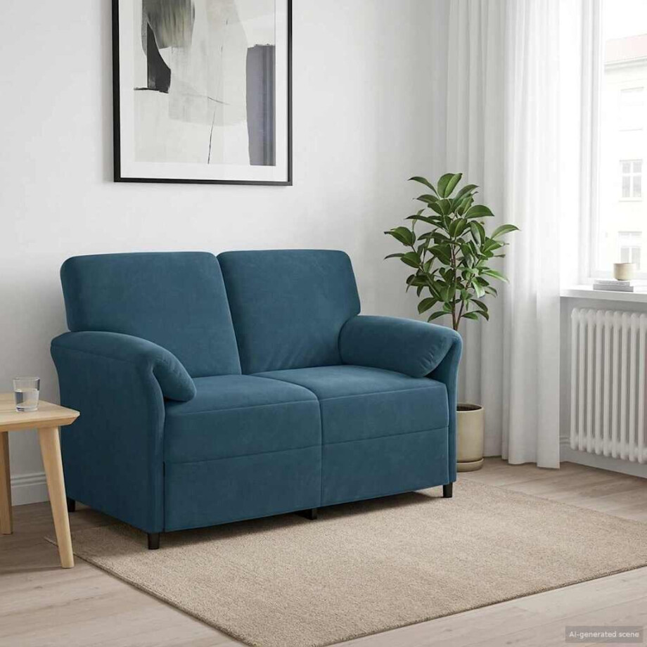 vidaXL 2-Zits Sofa Blauw 138 x 83 x 95 cm Fluweel vidaXL 2-Zits Sofa Blauw 138 x 83 x 95 cm Fluweel afbeelding 1