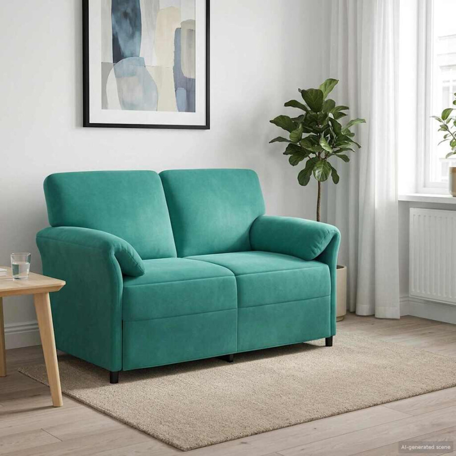 vidaXL 2-Zits Sofa Turquoise 138 x 83 x 95 cm Fluweel vidaXL 2-Zits Sofa Turquoise 138 x 83 x 95 cm Fluweel afbeelding 1