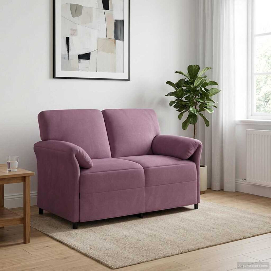vidaXL 2-Zits Sofa Paars 138 x 83 x 95 cm Fluweel afbeelding 1