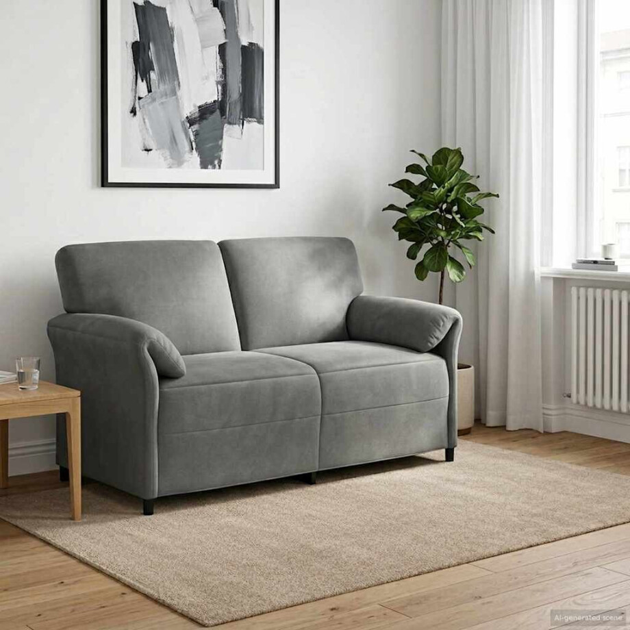 vidaXL 2-Zits Sofa Donkergrijs 158 x 83 x 95 cm Fluweel afbeelding 1