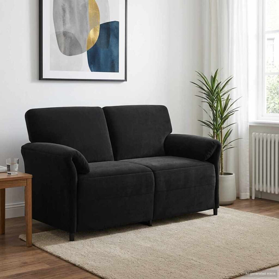 vidaXL 2-Zits Sofa Zwart 158 x 83 x 95 cm Fluweel afbeelding 1