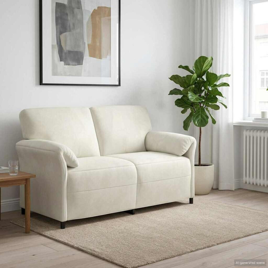vidaXL 2-Zits Sofa Crèmekleurig 158 x 83 x 95 cm Fluweel afbeelding 1