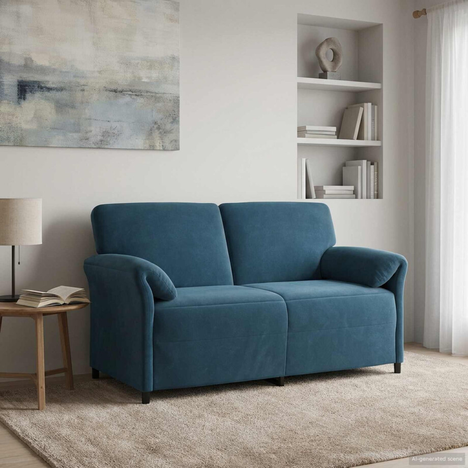 vidaXL 2-Zits Sofa Blauw 158 x 83 x 95 cm Fluweel afbeelding 1