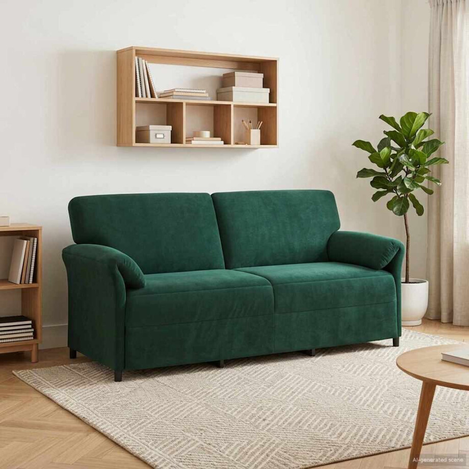 vidaXL 3-Zits Bank Donkergroen 198 x 83 x 95 cm Fluweel vidaXL 3-Zits Bank Donkergroen 198 x 83 x 95 cm Fluweel afbeelding 1
