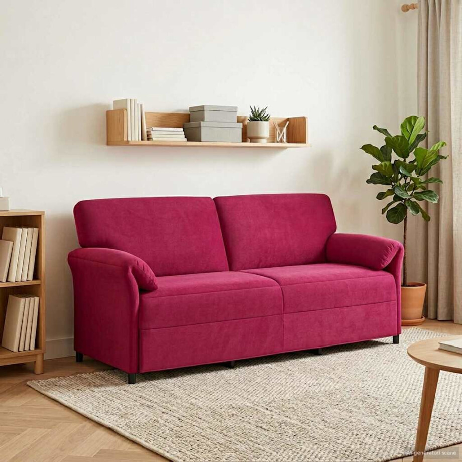 vidaXL 3-Zits Bank Wijnrood 198 x 83 x 95 cm Fluweel vidaXL 3-Zits Bank Wijnrood 198 x 83 x 95 cm Fluweel afbeelding 1