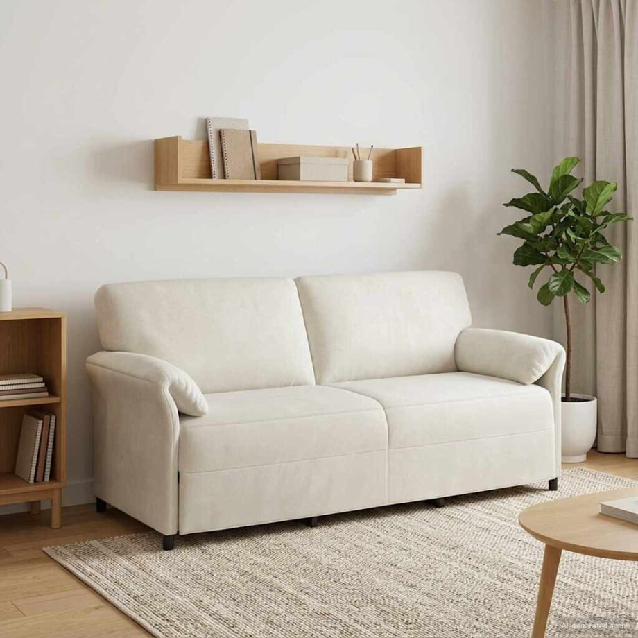 vidaXL 3-Zits Bank Crèmekleurig 198 x 83 x 95 cm Fluweel vidaXL 3-Zits Bank Crèmekleurig 198 x 83 x 95 cm Fluweel afbeelding 1