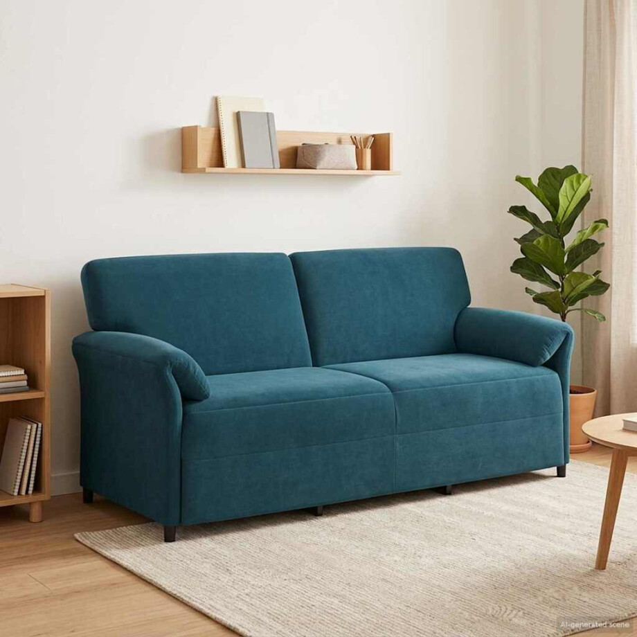 vidaXL 3-Zits Bank Blauw 198 x 83 x 95 cm Fluweel vidaXL 3-Zits Bank Blauw 198 x 83 x 95 cm Fluweel afbeelding 1