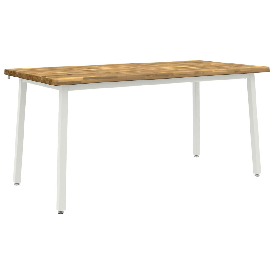 vidaXL Live Edge Eettafel 160 x 70 x 75 cm Massief Acaciahout Wit vidaXL Live Edge Eettafel 160 x 70 x 75 cm Massief Acaciahout Wit afbeelding 1