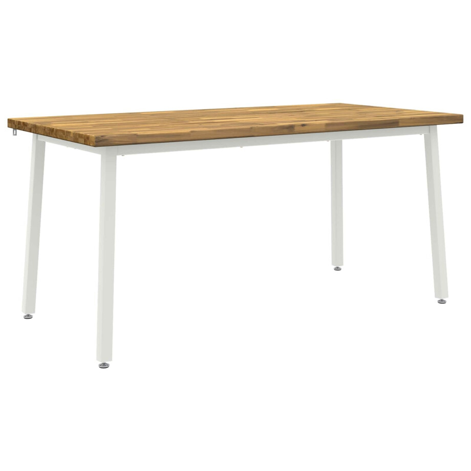 vidaXL Vierkante Eettafel 160 x 70 x 75 cm Massief Acaciahout Wit afbeelding 1