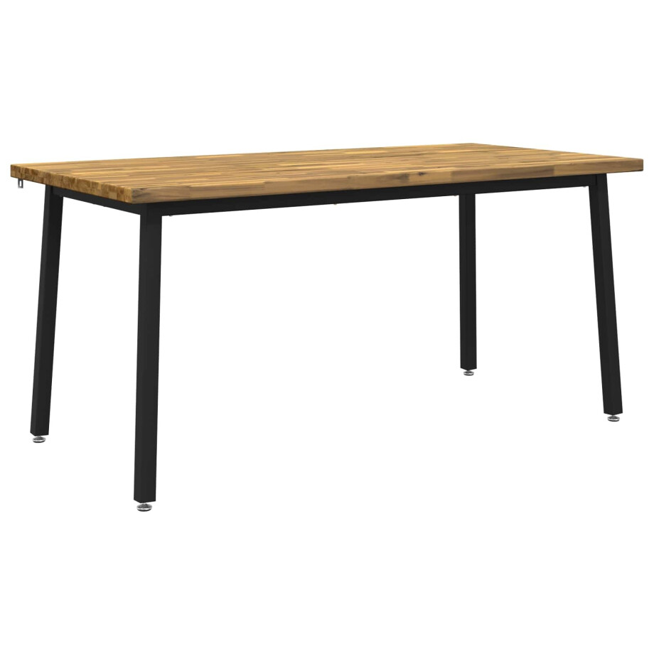 vidaXL Vierkante Eettafel 160 x 80 x 75 cm Massief Acaciahout Wit afbeelding 1