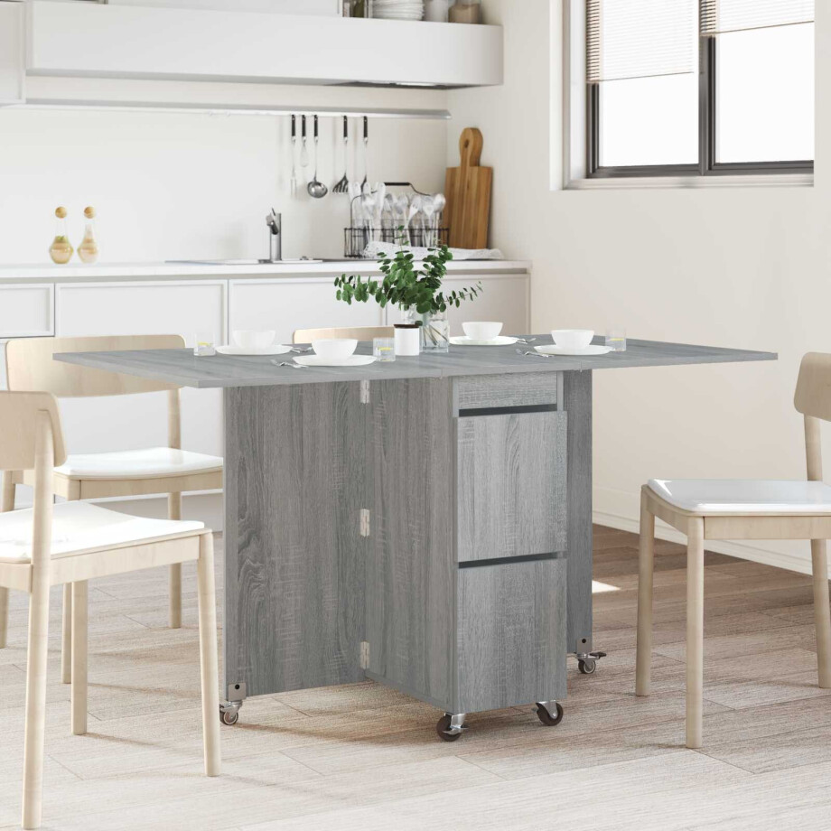vidaXL Eettafel 2 pcs 140 x 80 x 77 cm Bewerkt hout Grijs Sonoma afbeelding 1