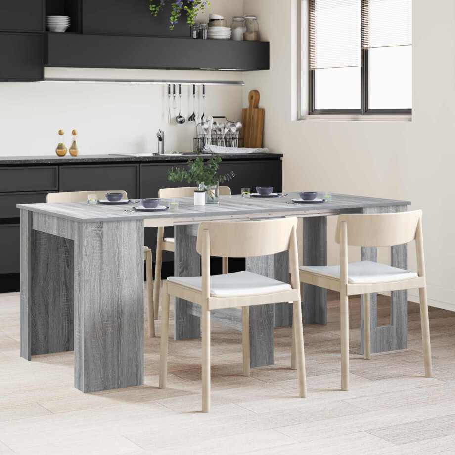 vidaXL Eettafel 180 x 85 x 75 cm Bewerkt hout Grijs Sonoma Rechthoekig afbeelding 1