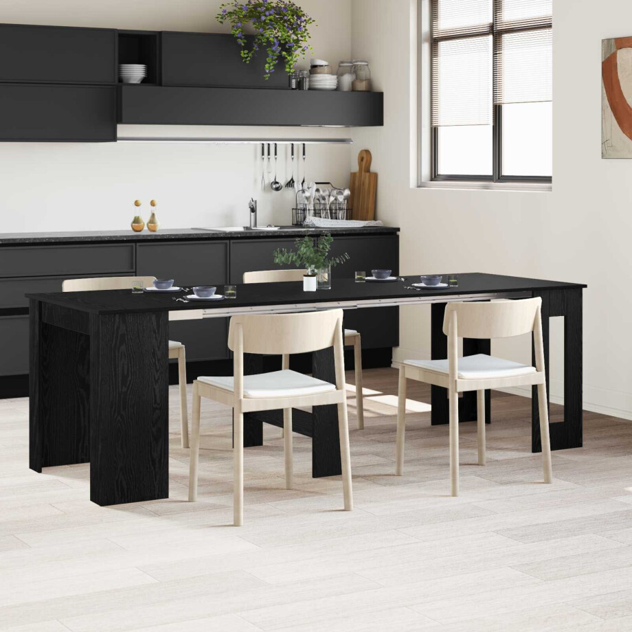 vidaXL Eettafel 240 x 85 x 75 cm Bewerkt hout Zwart eiken Rechthoekig afbeelding 1