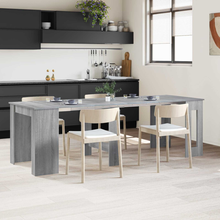 vidaXL Eettafel 240 x 85 x 75 cm Bewerkt hout Grijs Sonoma Rechthoekig afbeelding 1