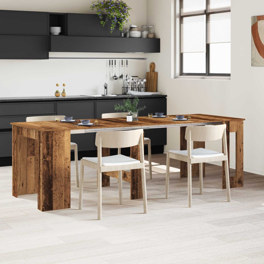 vidaXL Eettafel 240 x 85 x 75 cm Bewerkt hout Oud hout Rechthoekig afbeelding 1
