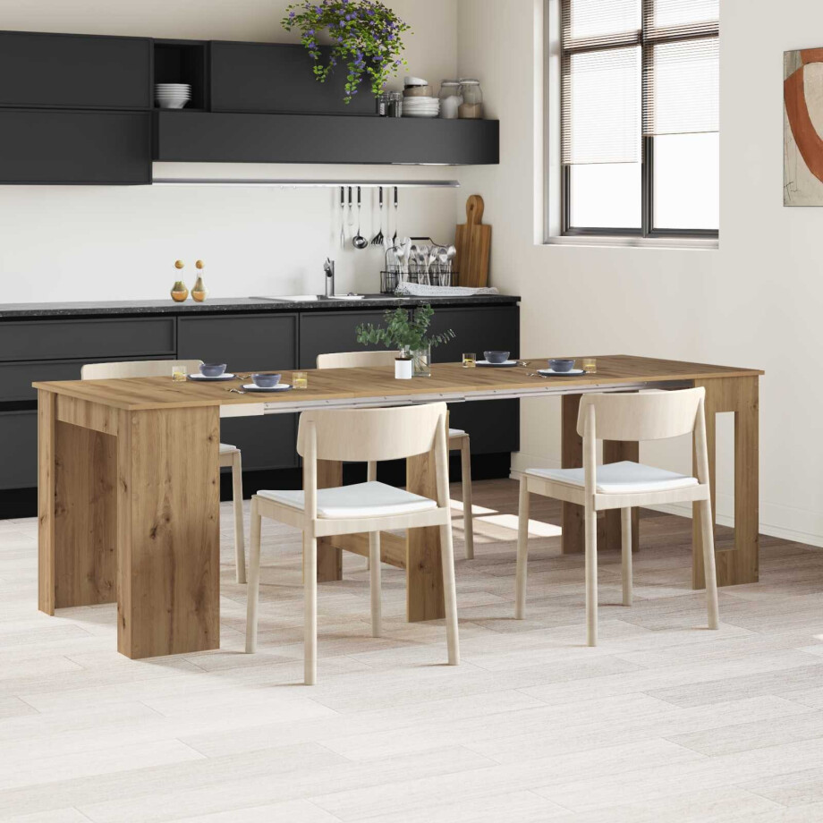 vidaXL Eettafel 240 x 85 x 75 cm Bewerkt hout Artisanaal eiken vidaXL Eettafel 240 x 85 x 75 cm Bewerkt hout Artisanaal eiken afbeelding 1