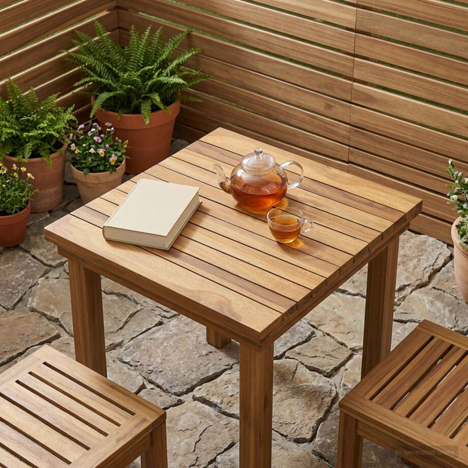 vidaXL Tafelblad 40 x 40 x 3,5 cm Vierkant Massief Teakhout Naturel afbeelding 1