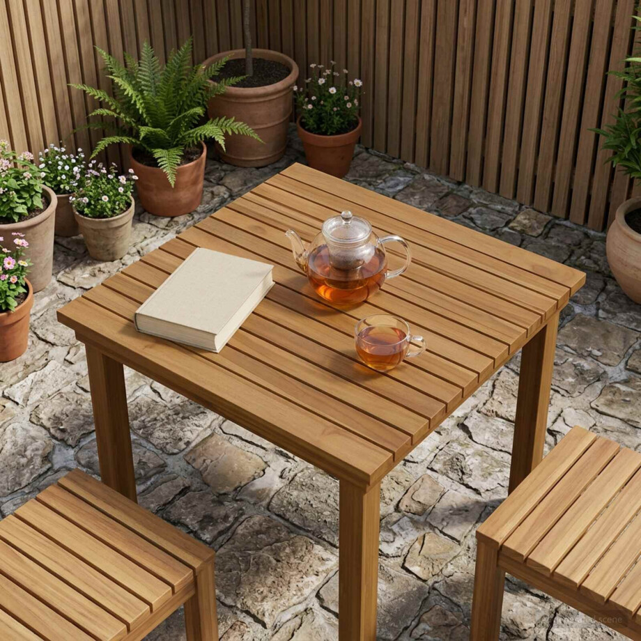 vidaXL Tafelblad 60 x 60 x 3,5 cm Vierkant Massief Teakhout Naturel afbeelding 1