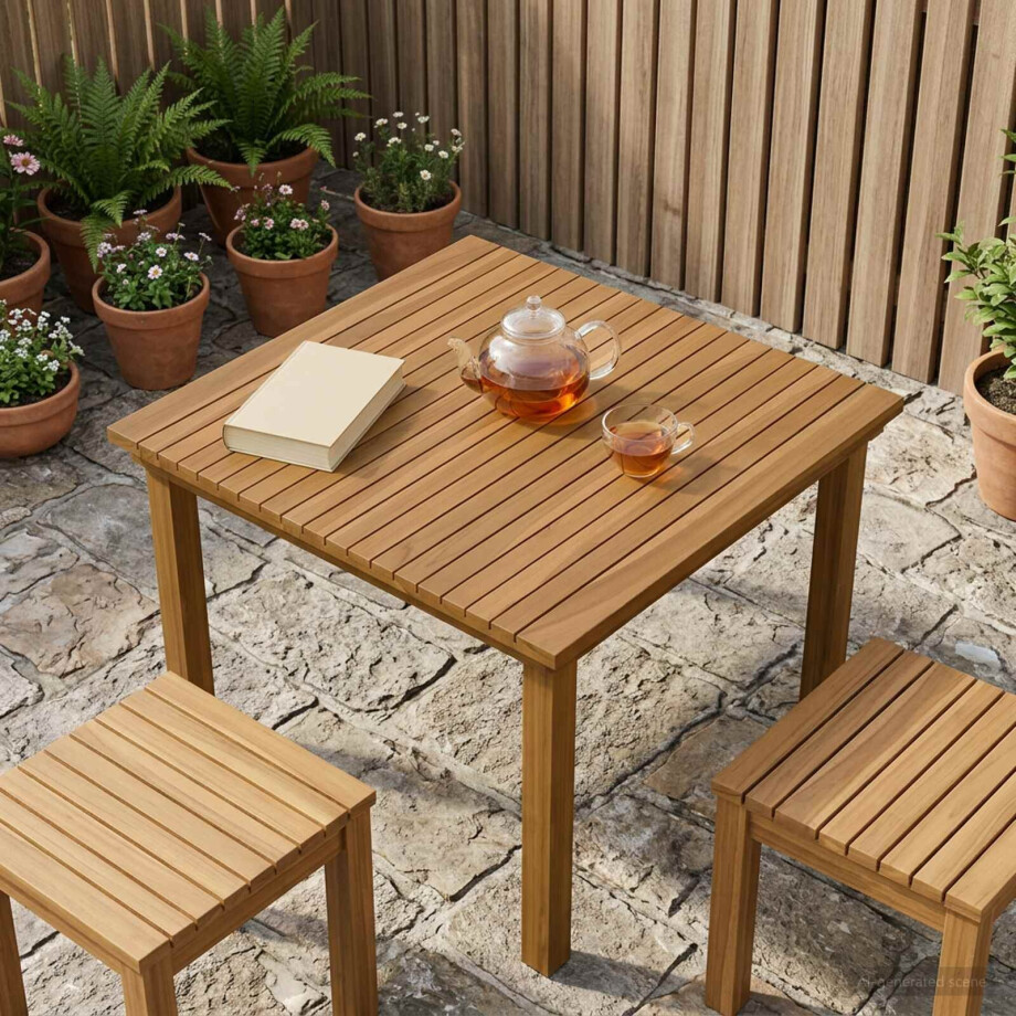 vidaXL Tafelblad 70 x 70 x 3,5 cm Vierkant Massief Teakhout Naturel afbeelding 1