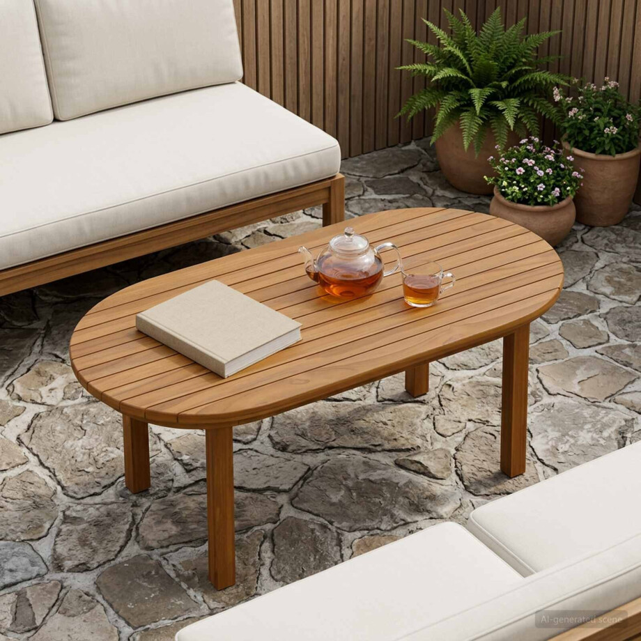 vidaXL Tafelblad 80 x 40 x 3,5 cm Ovaal Massief Teakhout Naturel afbeelding 1