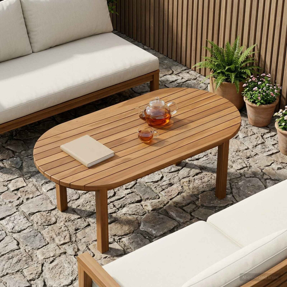 vidaXL Tafelblad 90 x 45 x 3,5 cm Ovaal Massief Teakhout Naturel afbeelding 1
