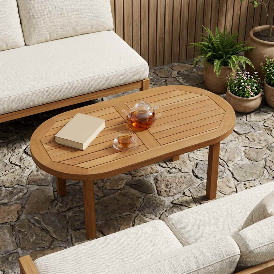 vidaXL Tafelblad 80 x 40 x 2,5 cm Ovaal Massief Teakhout Naturel afbeelding 1