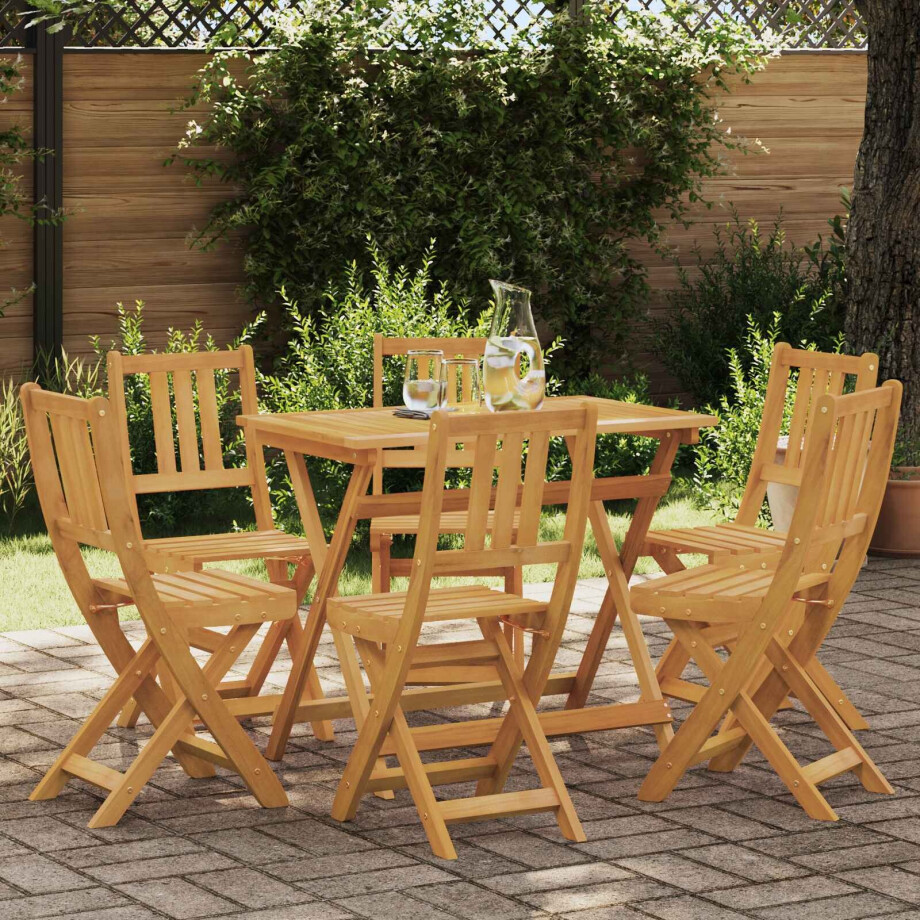 vidaXL Bistrostoelen voor buiten 6 pcs Naturel Massief Acaciahout vidaXL Bistrostoelen voor buiten 6 pcs Naturel Massief Acaciahout afbeelding 1