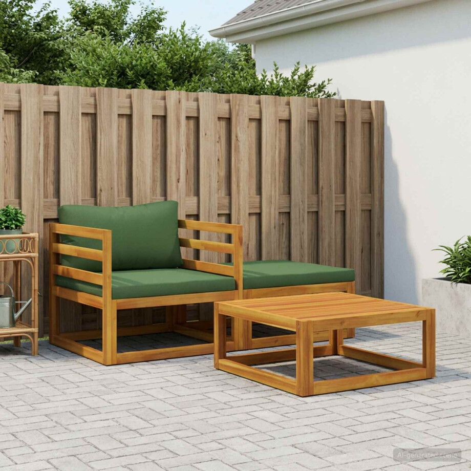vidaXL 3 st Modulaire bankset met kussens vidaXL 3 st Modulaire bankset met kussens afbeelding 1