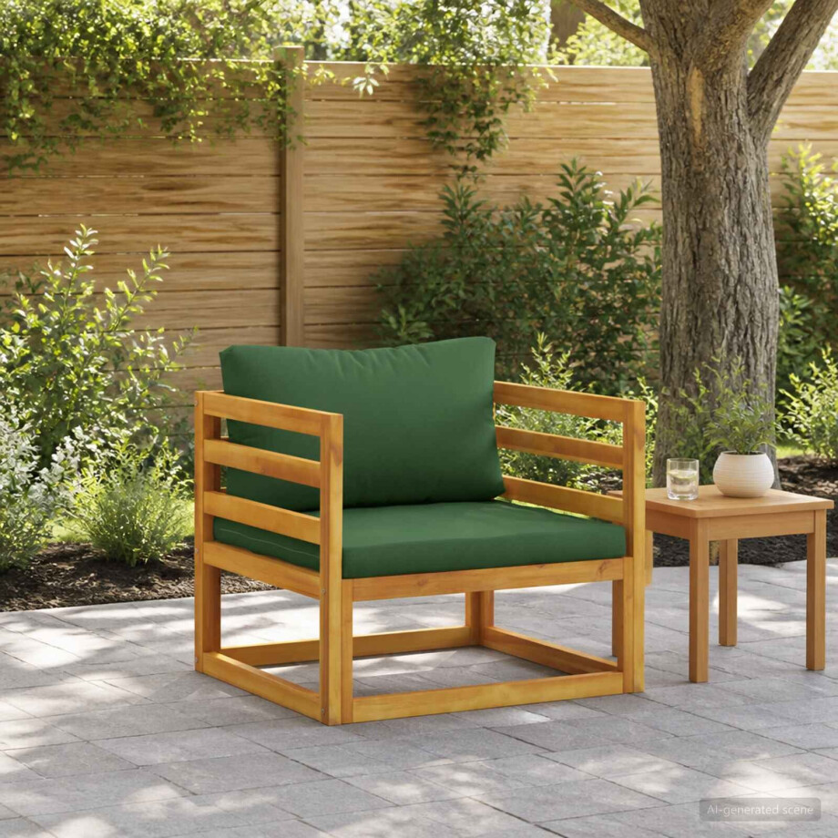 vidaXL Modulaire fauteuil met kussens 100 % polyester Massief Acacia vidaXL Modulaire fauteuil met kussens 100 % polyester Massief Acacia afbeelding 1