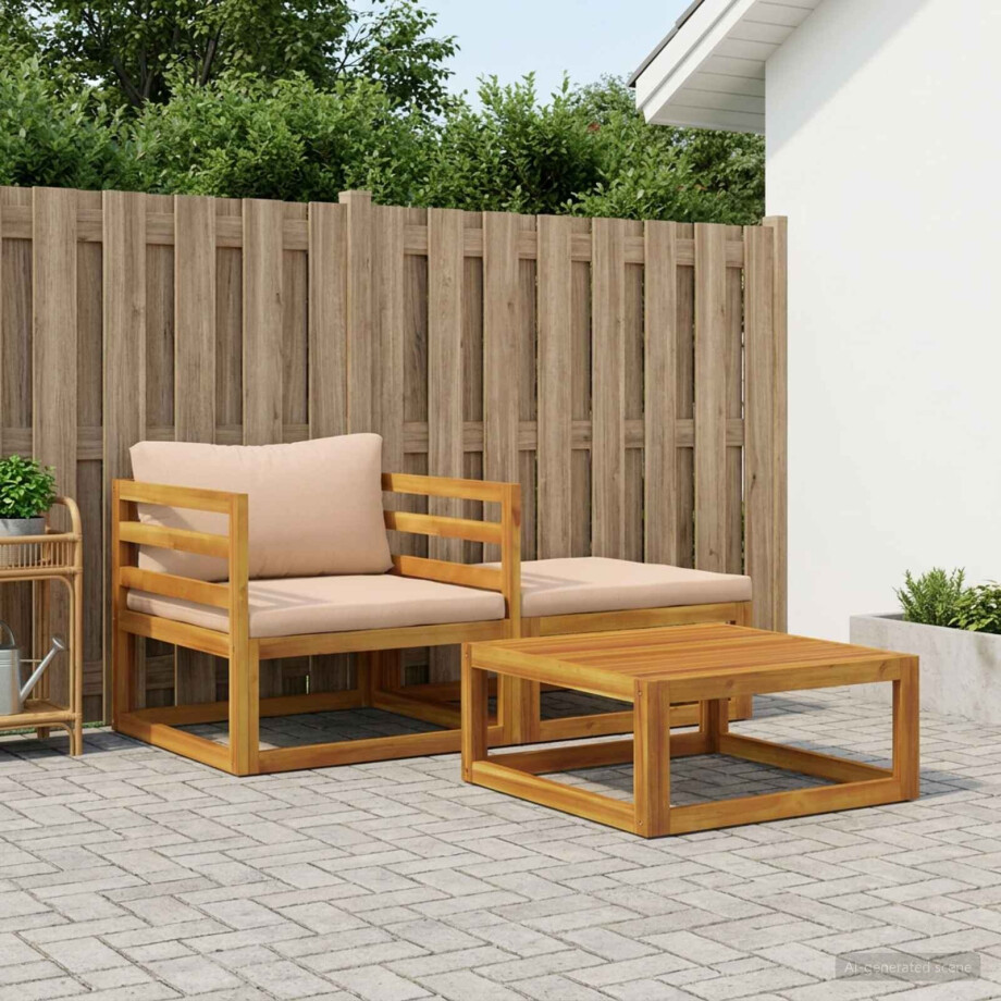 vidaXL 3 st Modulaire bankset met kussens vidaXL 3 st Modulaire bankset met kussens afbeelding 1