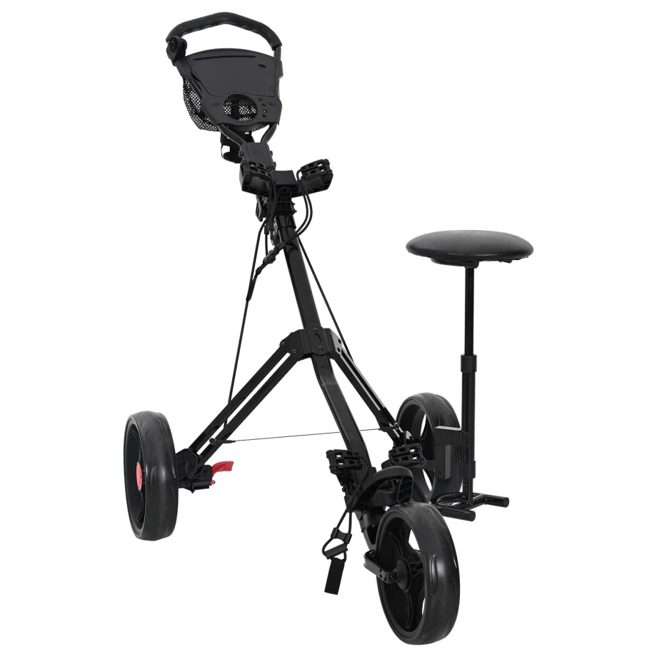vidaXL Golf trolley met zitplaats Zwart 95 x 69 x 114 cm IJzer vidaXL Golf trolley met zitplaats Zwart 95 x 69 x 114 cm IJzer afbeelding 1