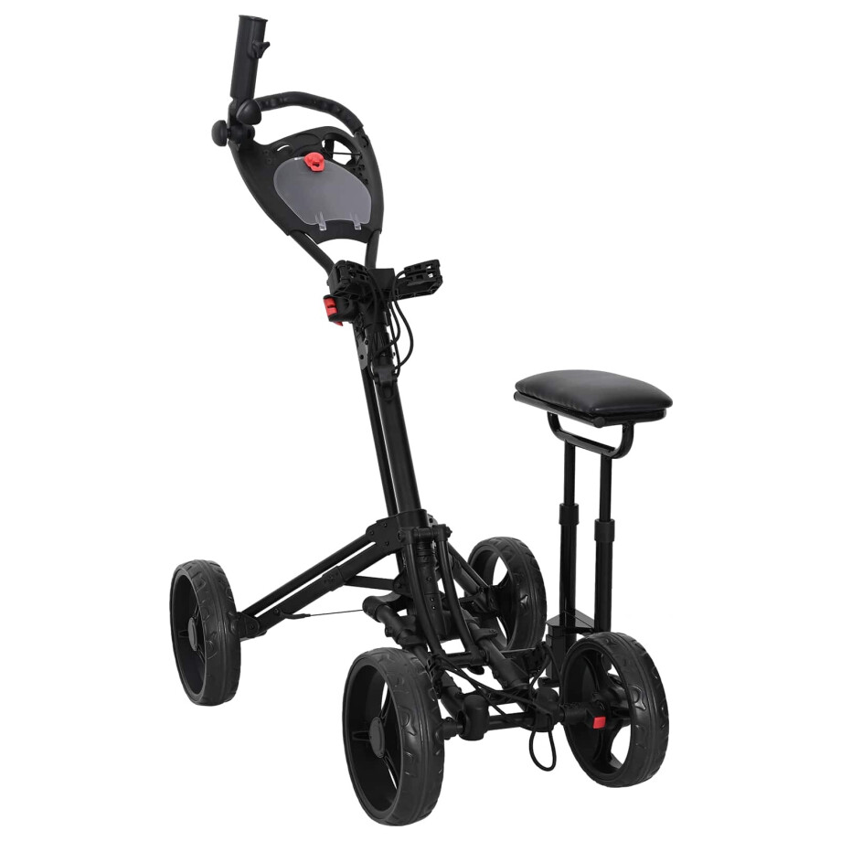 vidaXL Golf trolley met zitplaats Zwart Aluminium Opvouwbaar afbeelding 1