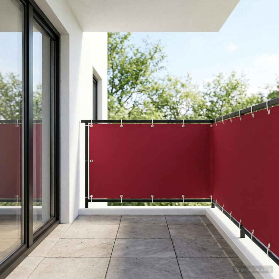 vidaXL Balkon Privacy Scherm 150 x 500 cm Stof met PU-coating Rood afbeelding 1