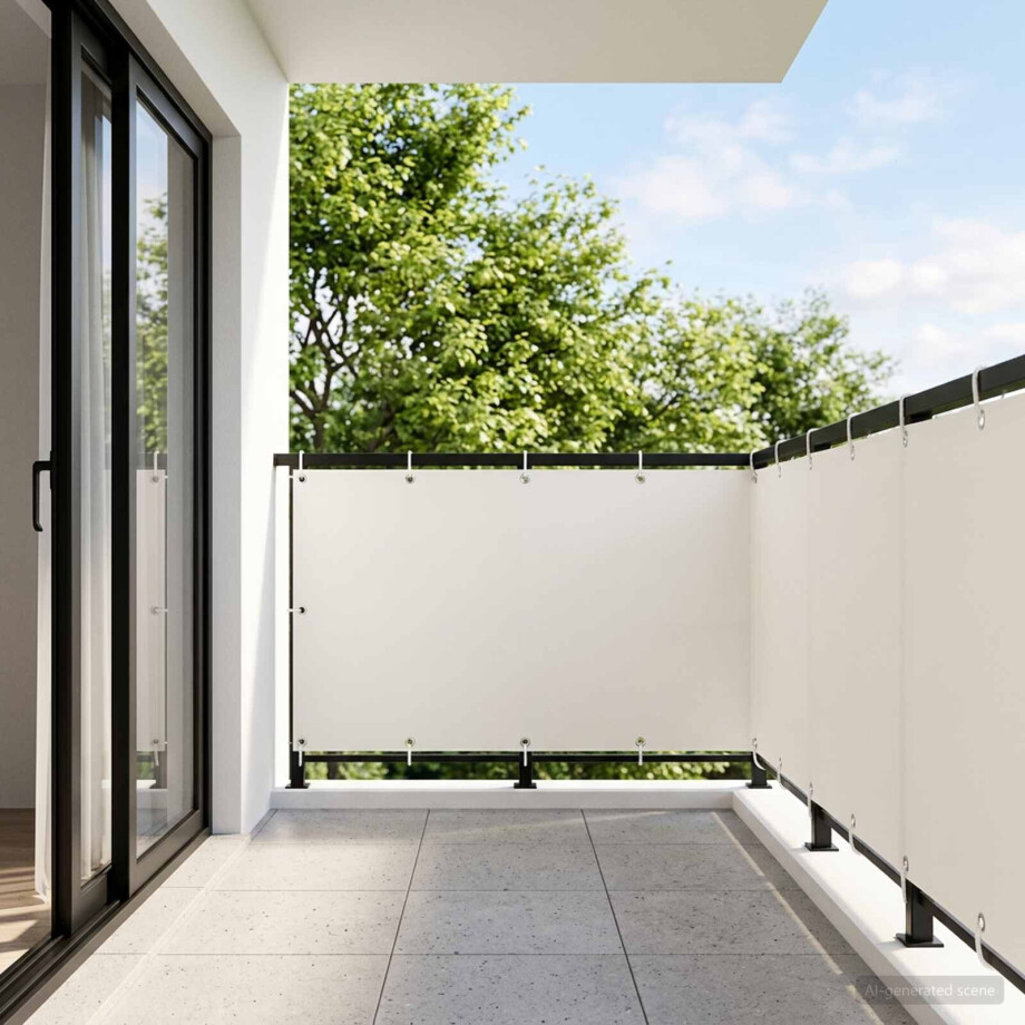 vidaXL Balkon Privacy Scherm 1,2 x 25 m Stof met PU-coating Wit afbeelding 1